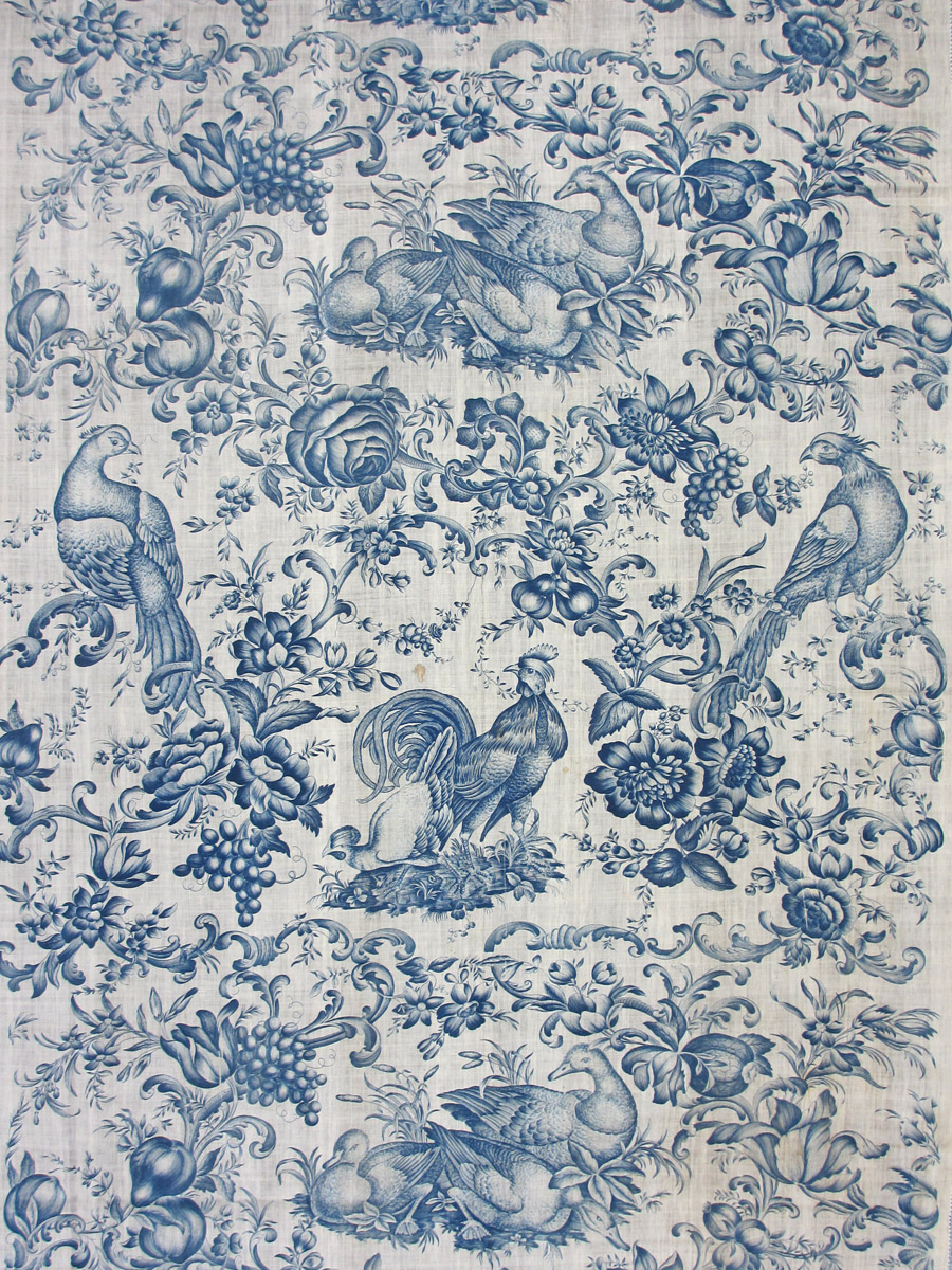 T83 textile, printed design repeat original in blue