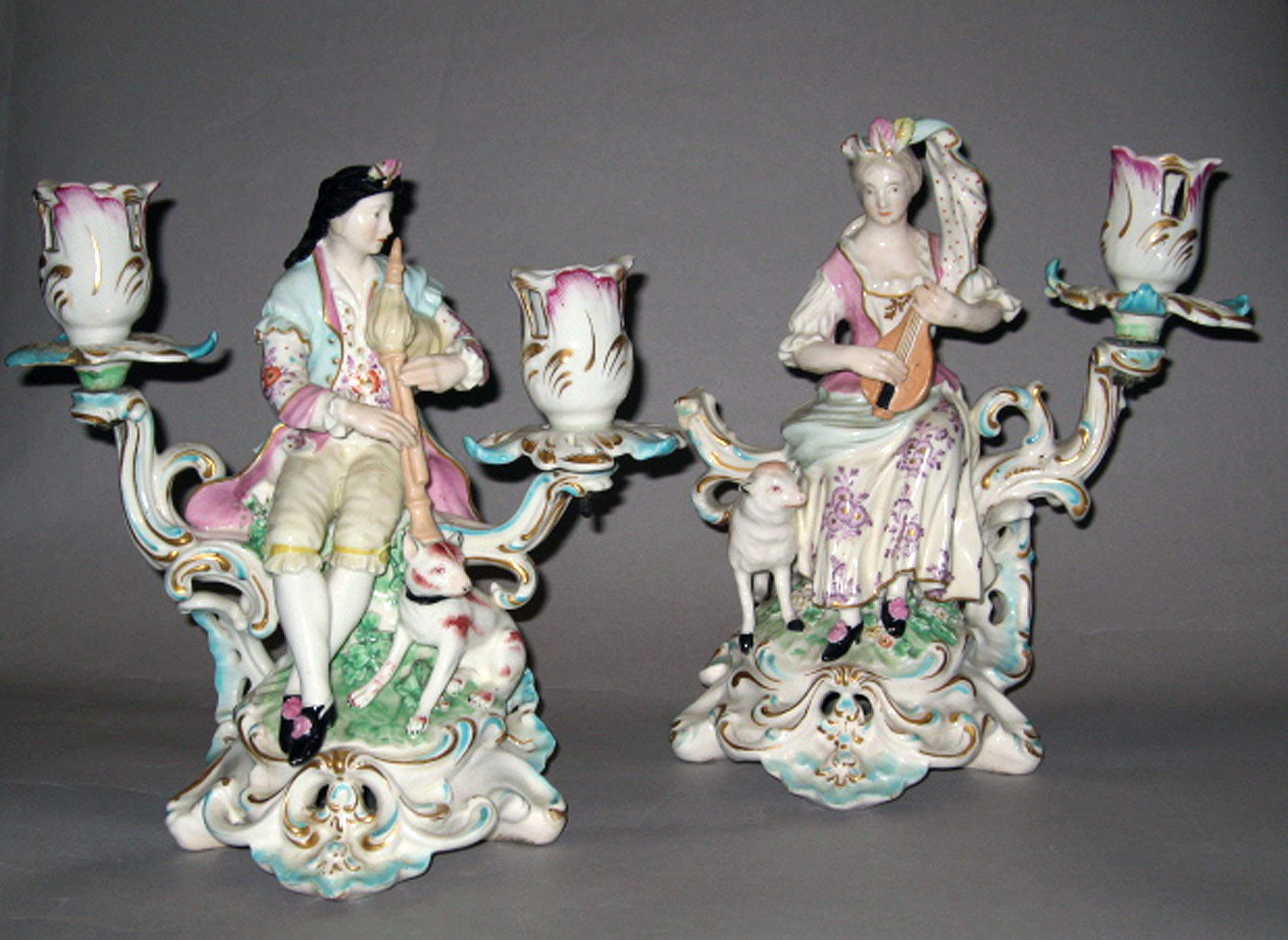 2001.0003.0030.001, .002 Porcelain candlestick figures