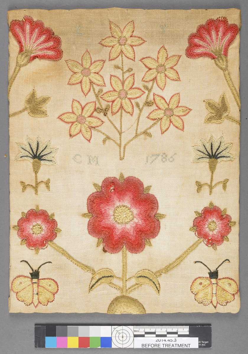 2014.0045.003 Needlework, view 1, before conservation treatment