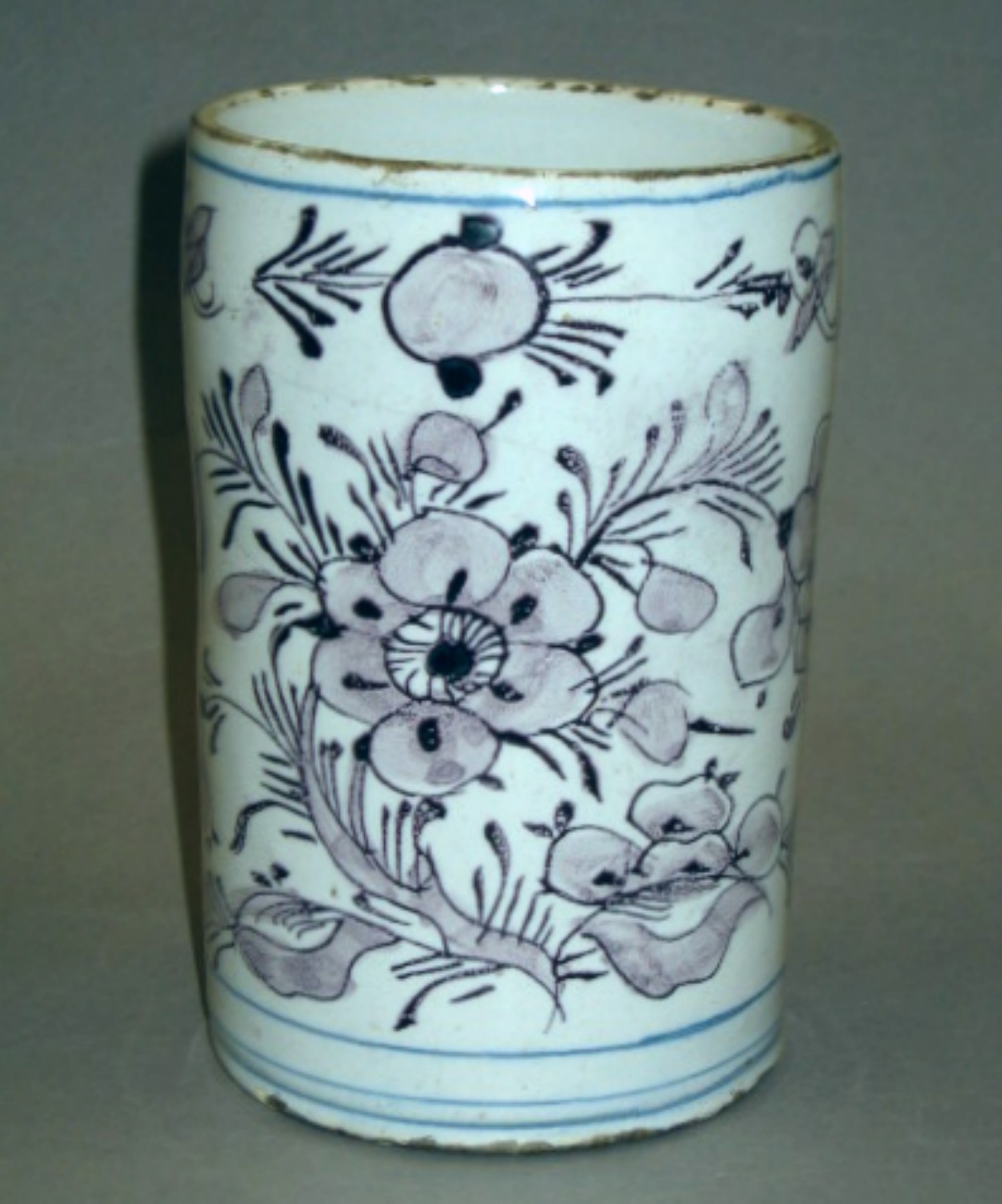 1959.2555 Tin-glazed earthenware mug (front)