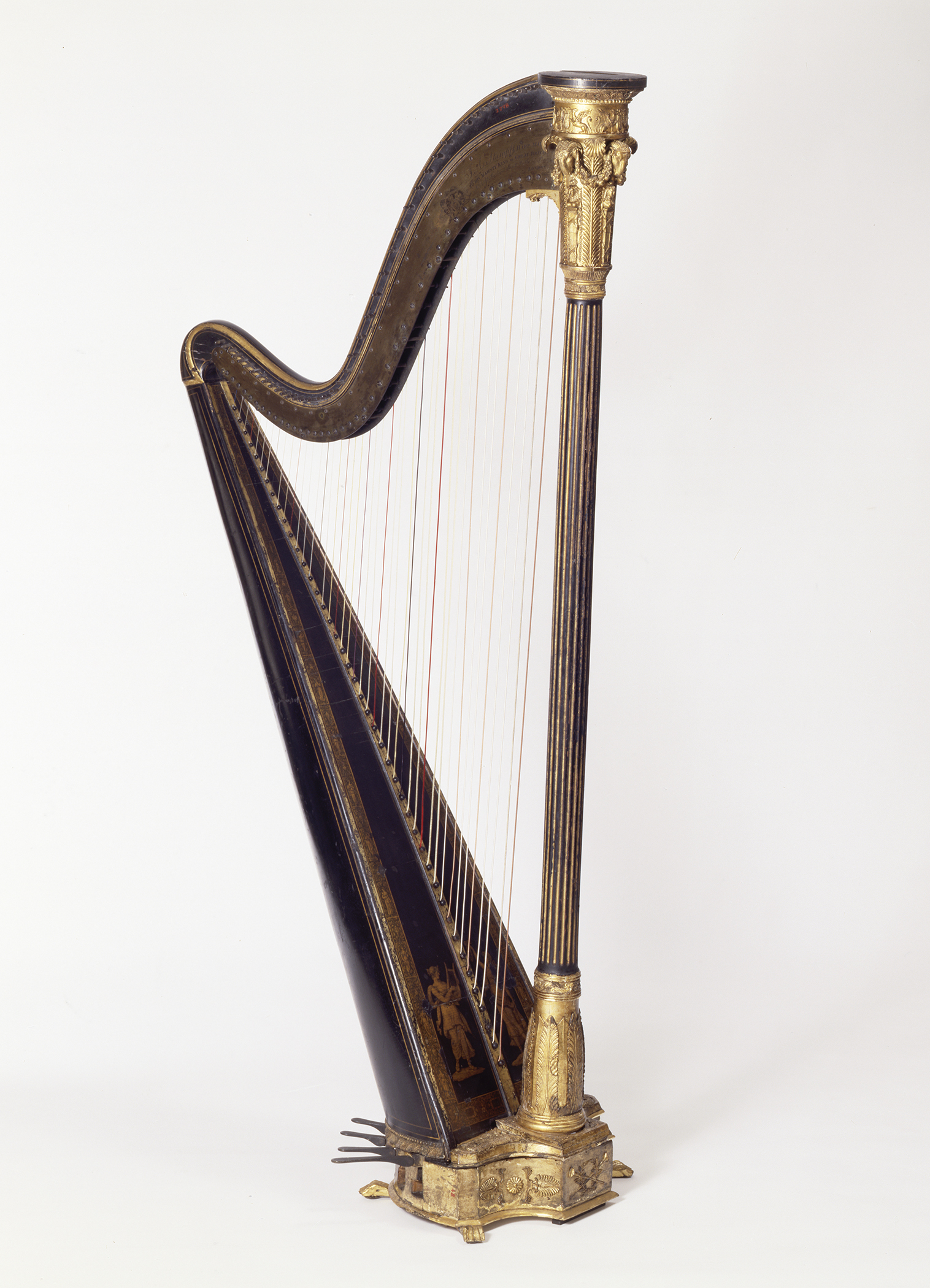 1957.0748 Harp, view 1,  post conservation treatment