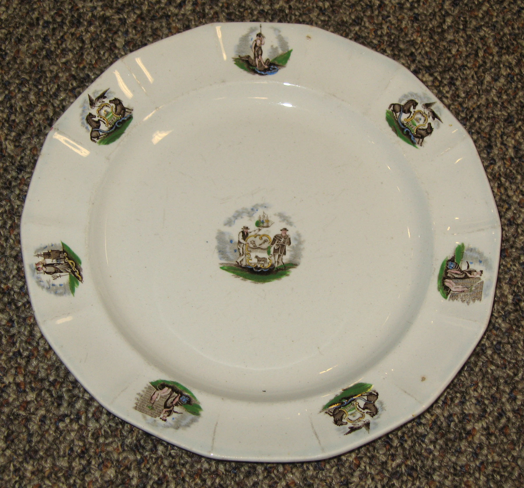 1964.1907 Ironstone plate with Delaware arms