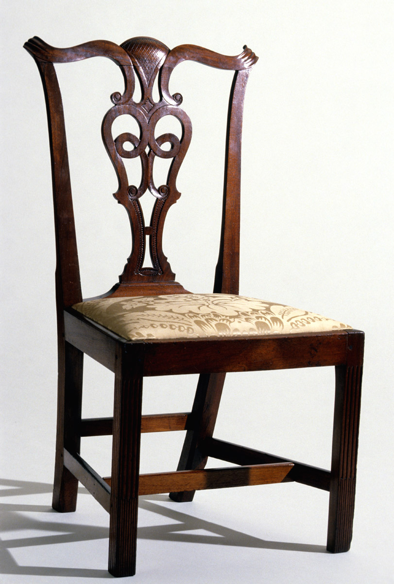 1958.0018.002 and 1984.0605 Chair, Side chair with slip seat
