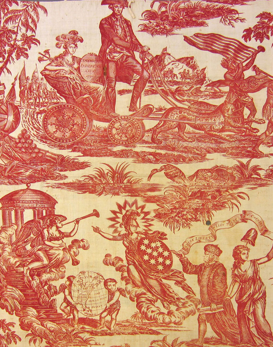 T114 textile, printed design repeat red