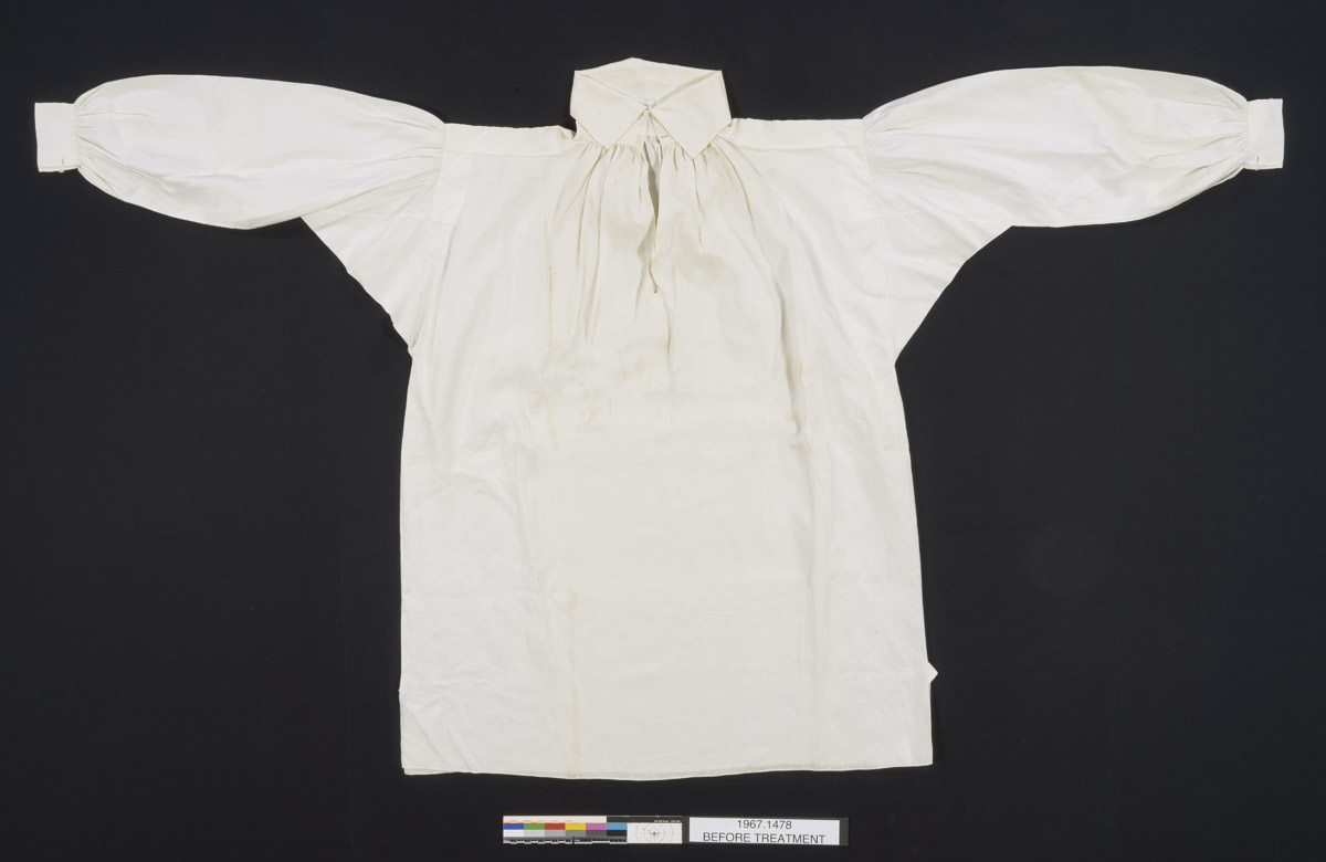 1967.1478 Shirt, before conservation treatment