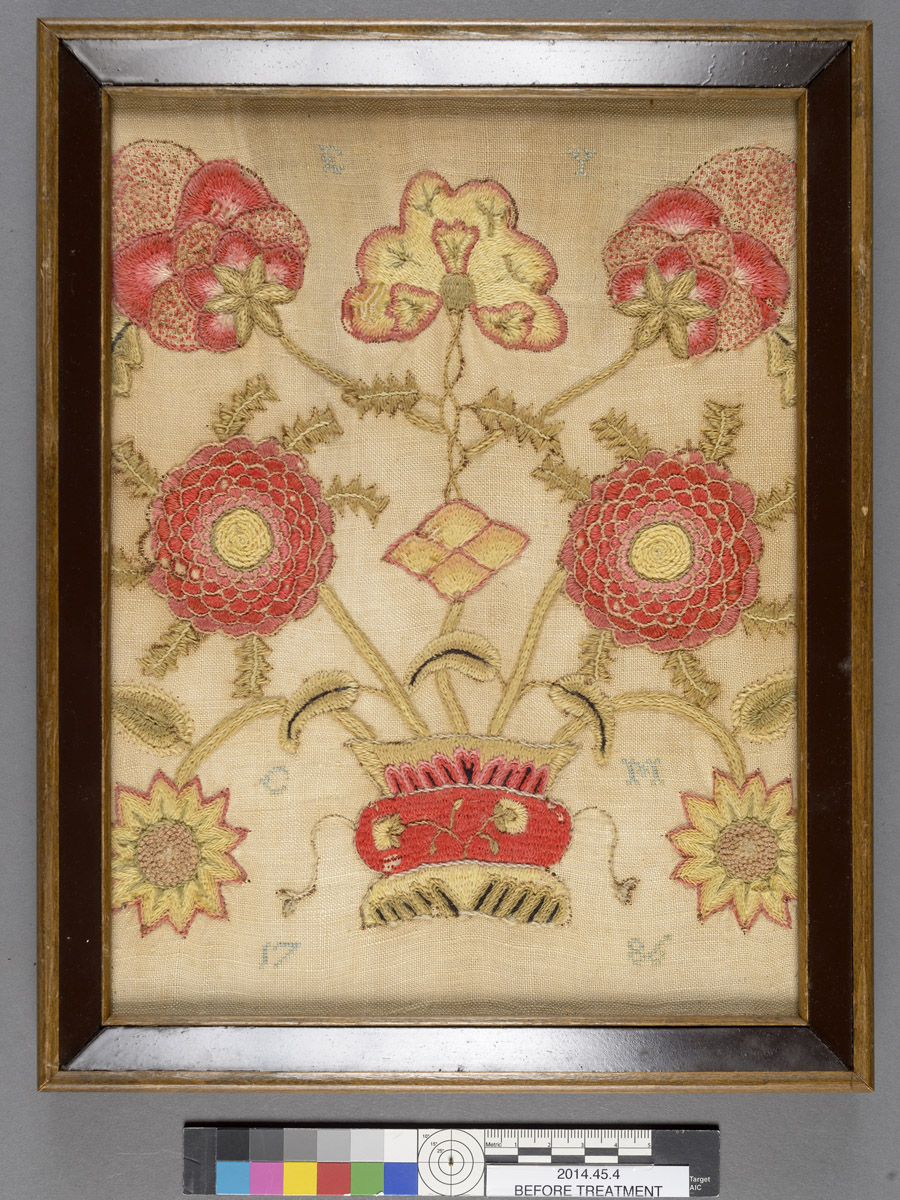 2014.0045.004 Needlework, before conservation treatment