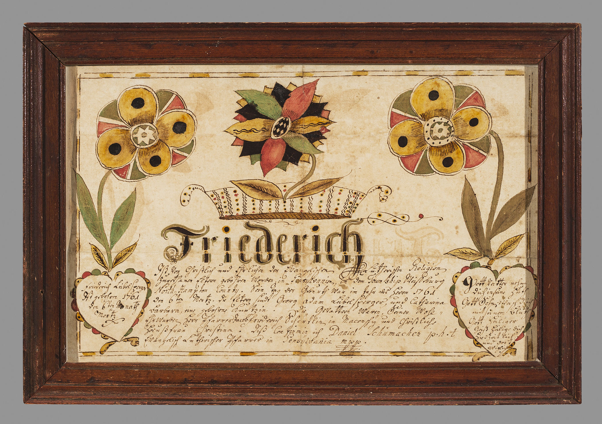 1961.1130 Fraktur, 1957.1186 Frame, view 1