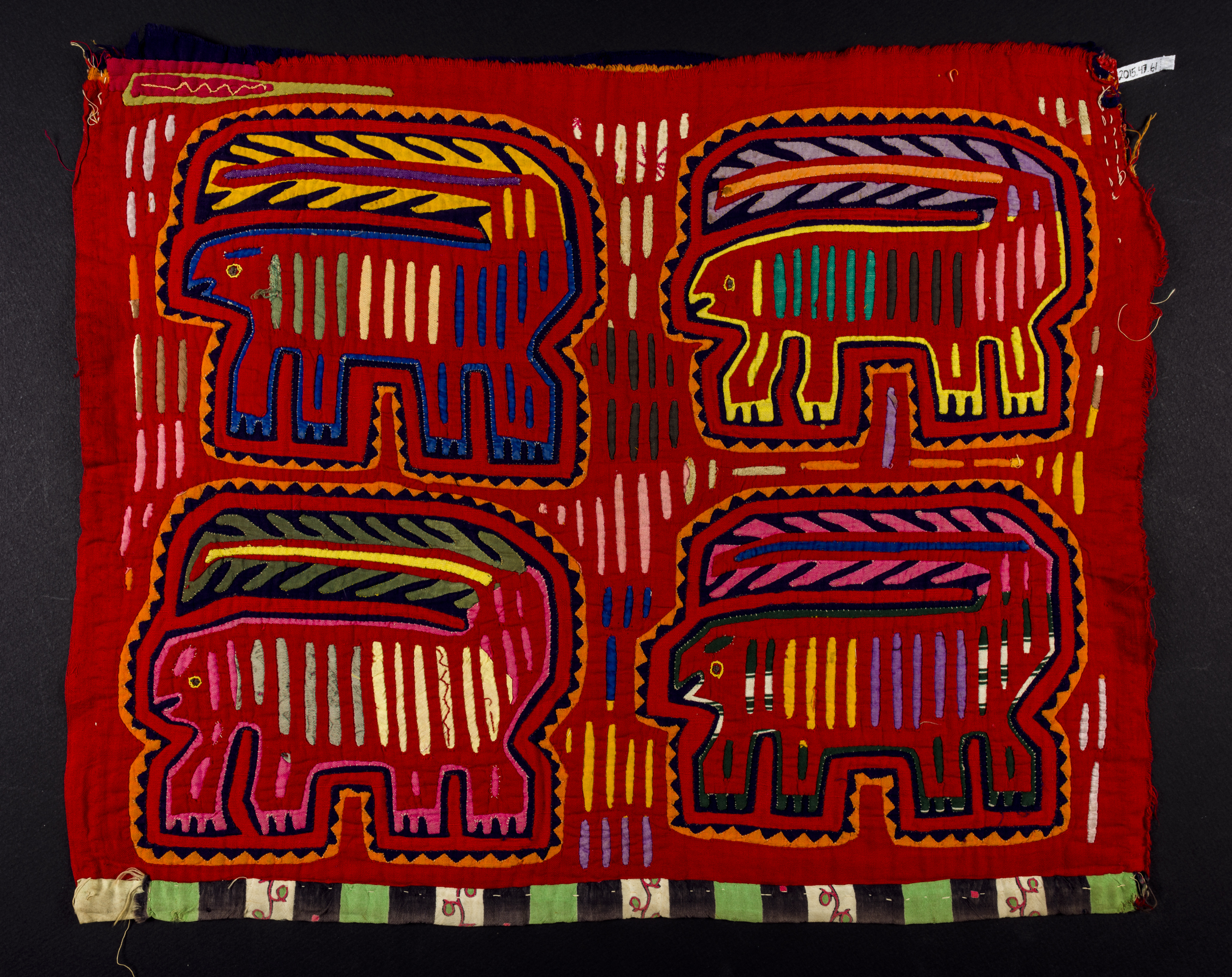 2015.0047.061 Textile fragment, embroidered, view 1
