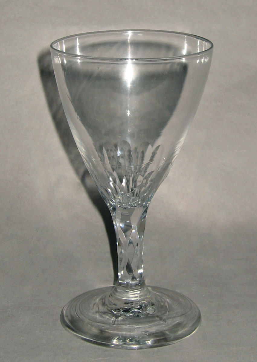 2007.0023.005 Colorless glass faceted stem wineglass