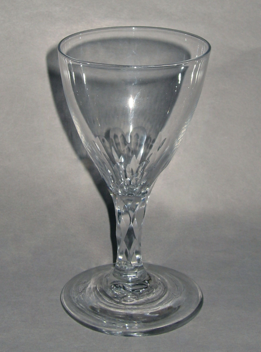2007.0023.007 Colorless glass faceted stem wineglass