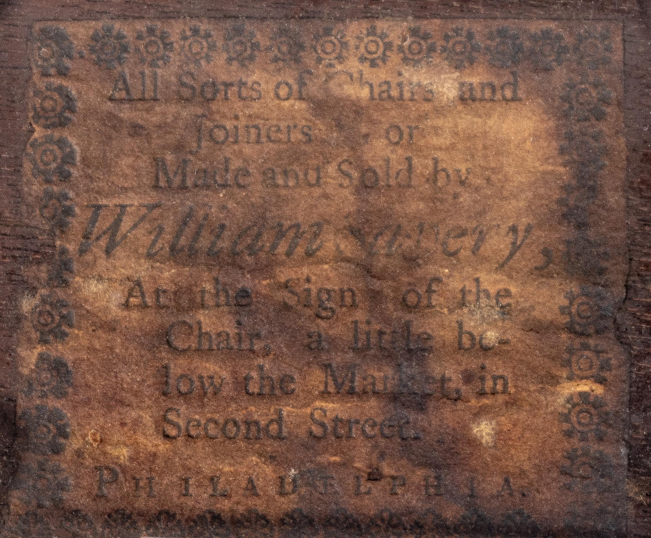 1958.2680 Chair, detail 1, label
