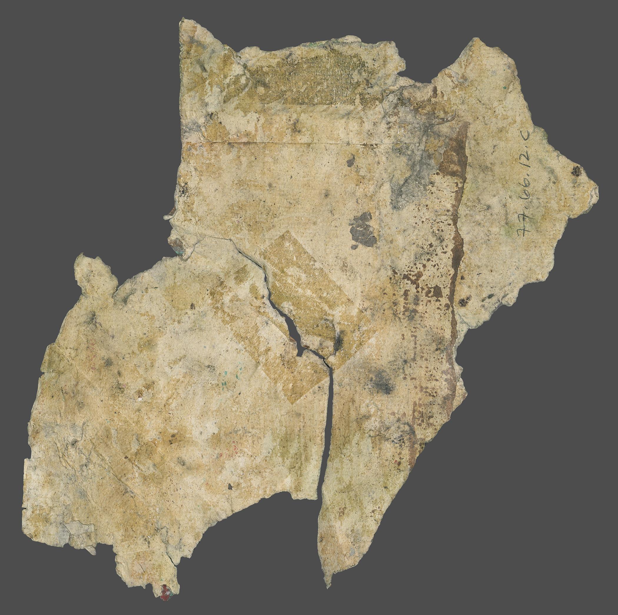 1977.0066.012 C  Wall covering, fragment 1, reverse