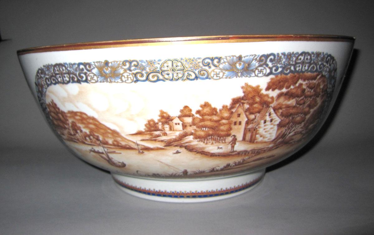 1958.2822 Porcelain punch bowl face one