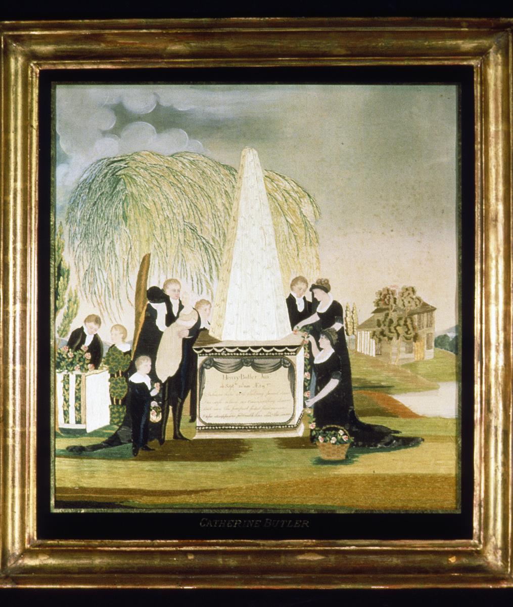 1958.2876 A,B Needlework Picture and Frame