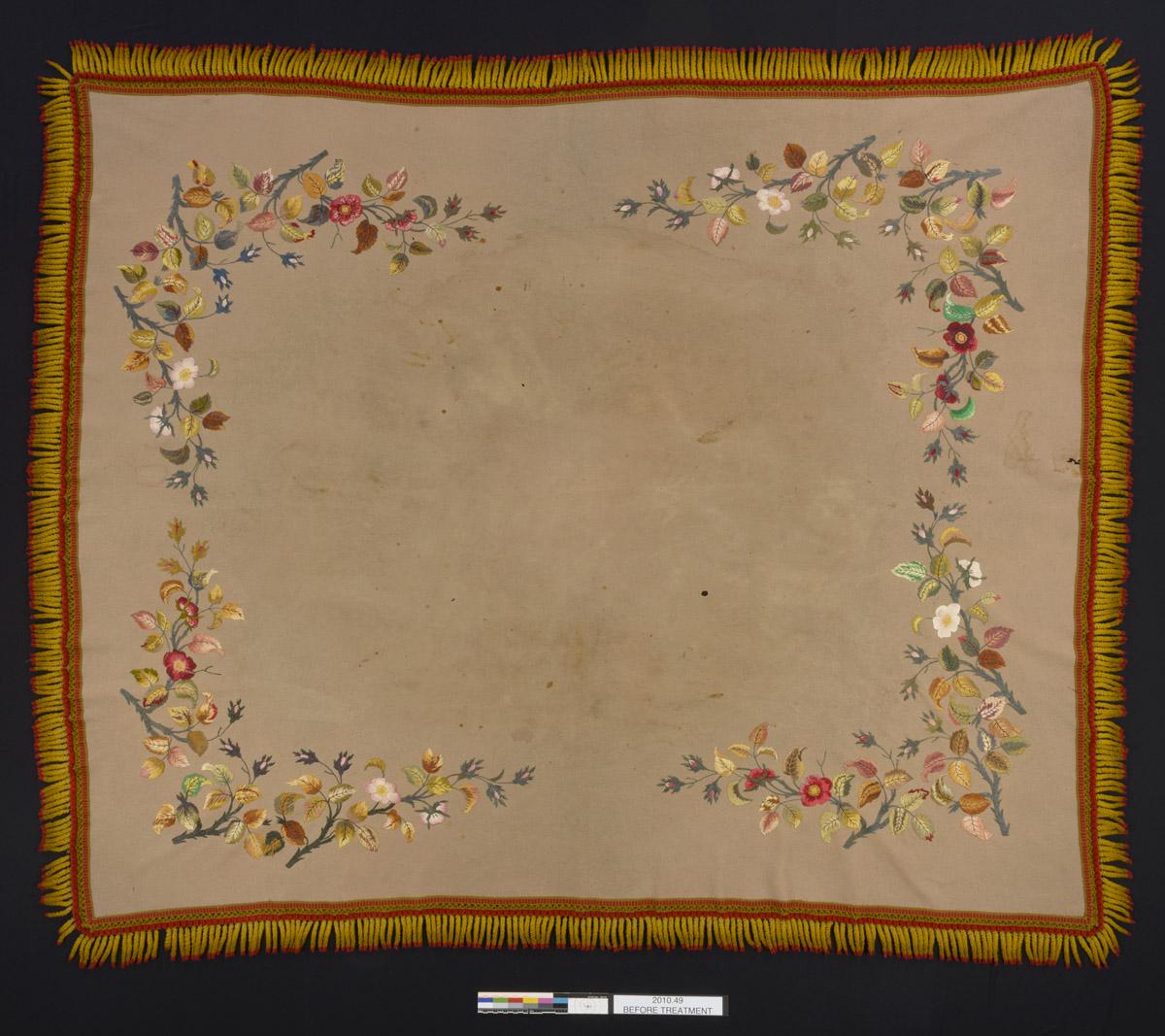 2010.0049 Table cover, before conservation treatment