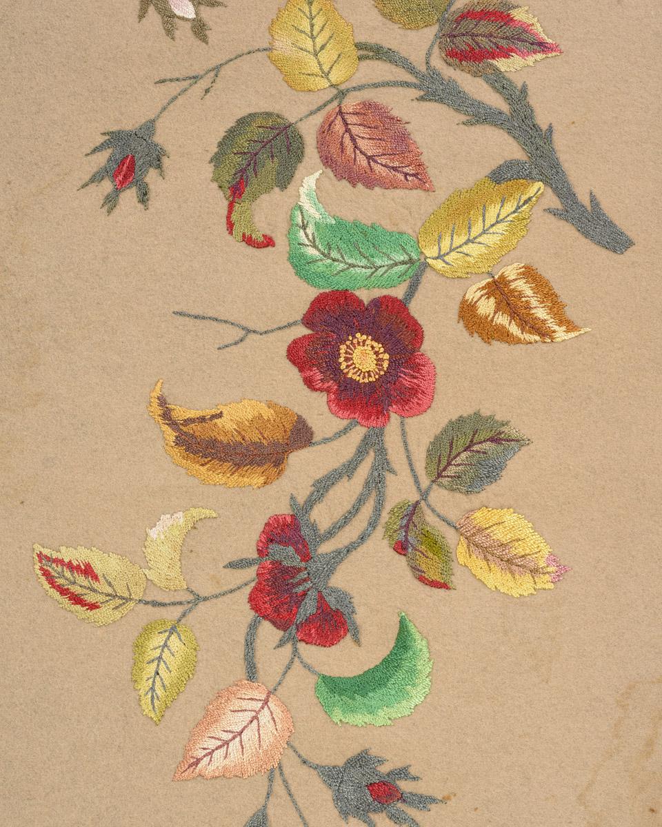 2010.0049 Table cover, detail 1, before conservation treatment
