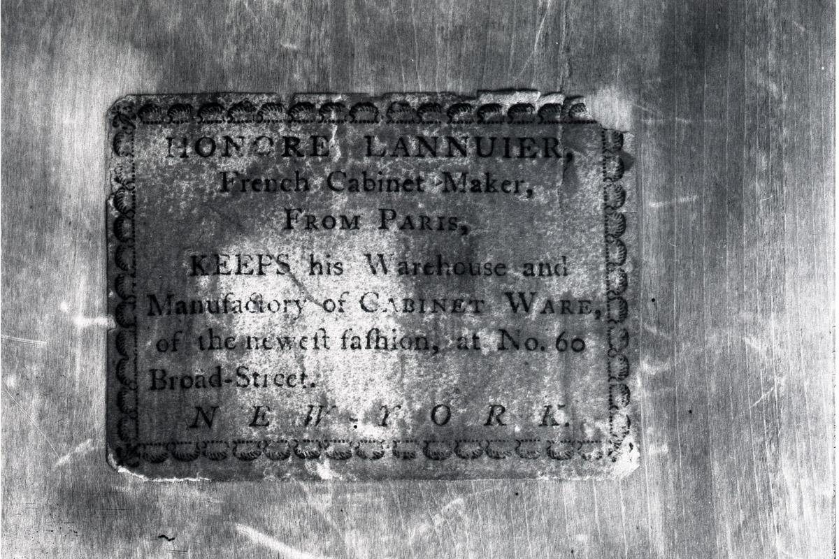1953.0067 Table, Occasional table (label, view 2)