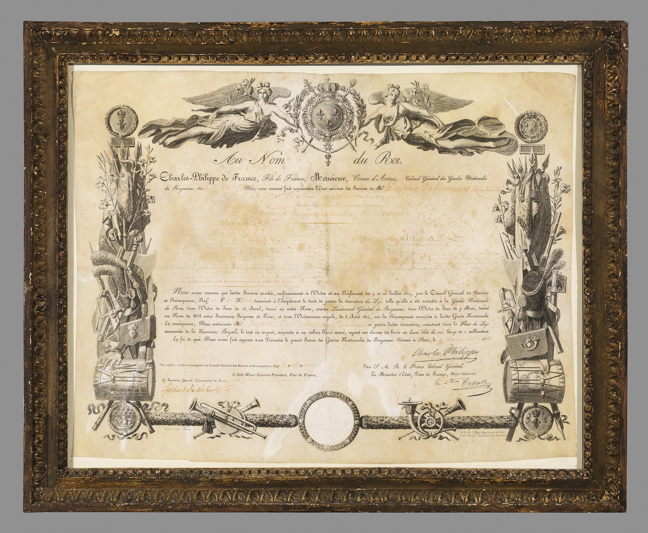 1958.3051 Certificate, 1964.1640 Frame, view 1