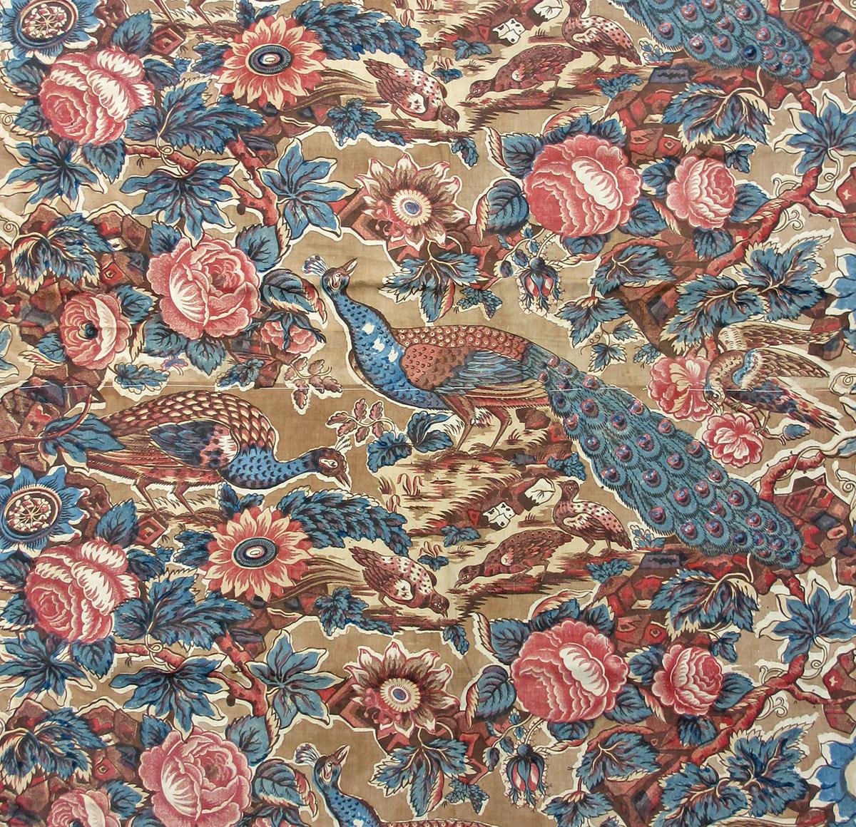 T84 textile, printed design repeat, brown ground