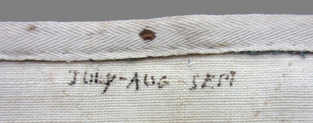 1969.8366.002 Bed hanging inscription