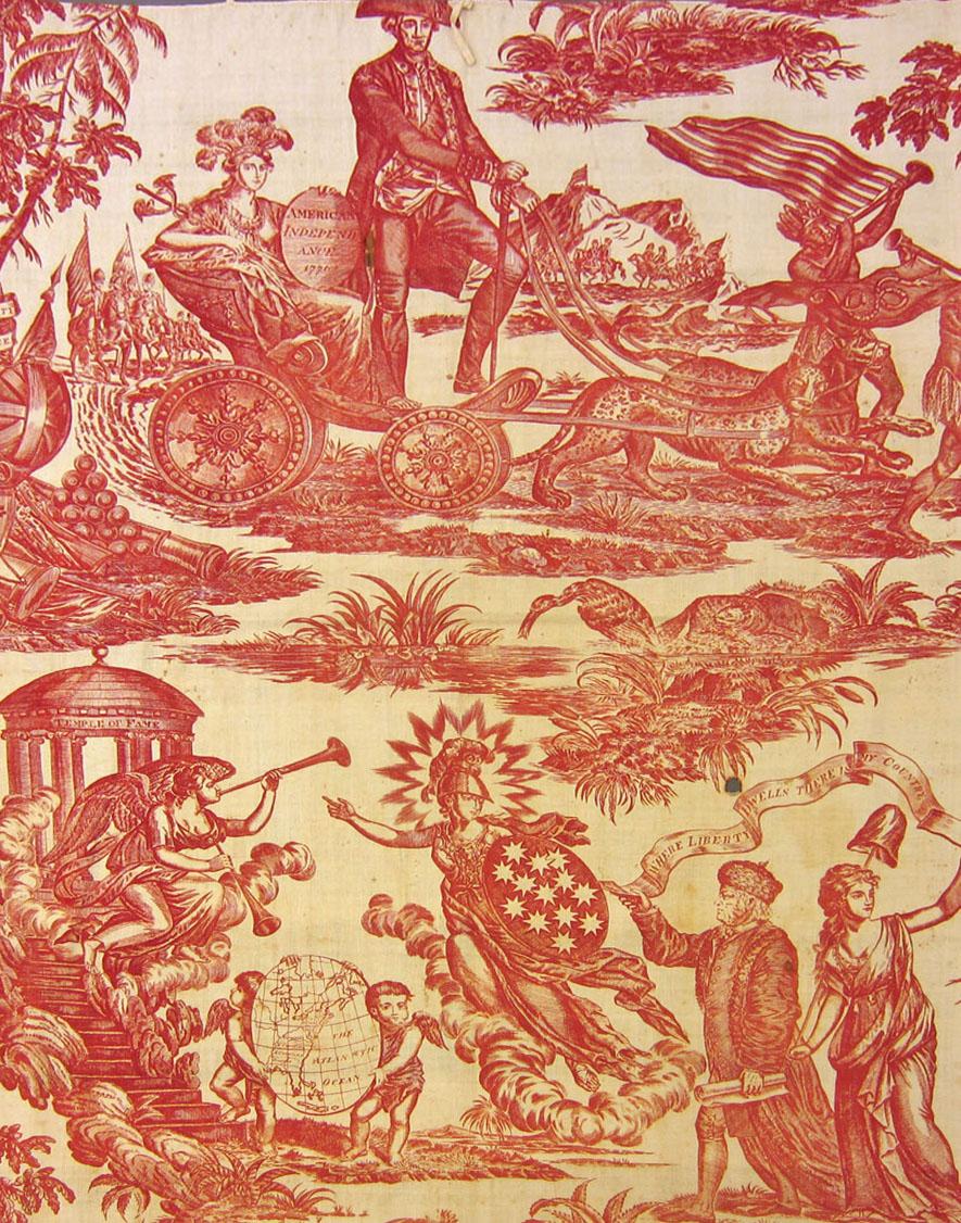 T114 textile, printed design repeat red