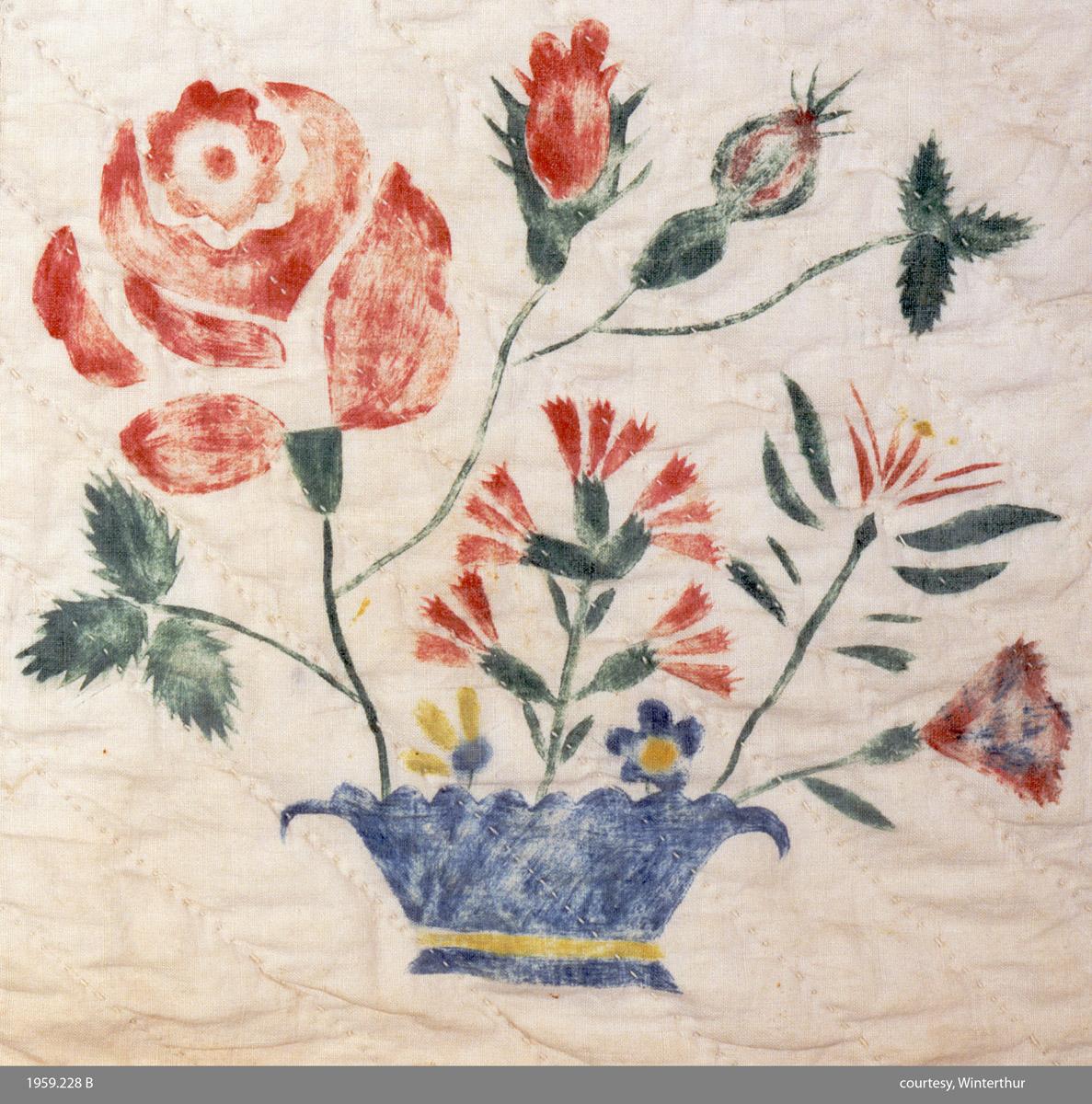 1959.0022.008 Quilt, stenciled (Detail 1)