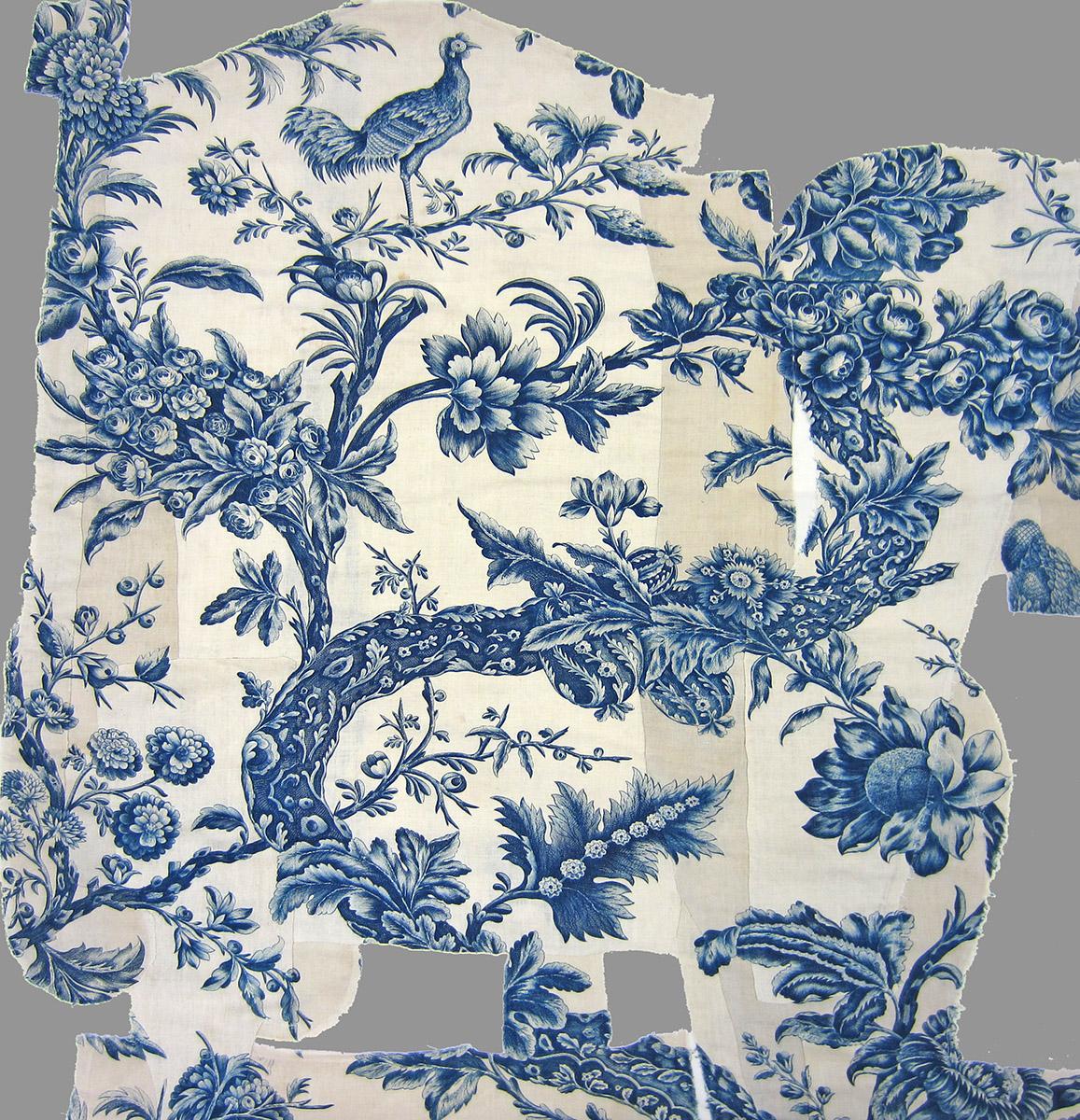 T99 textile, printed design repeat blue