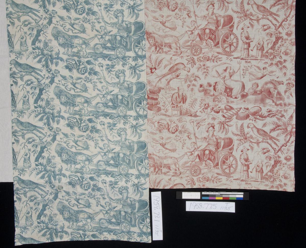 1959.0079.001 Textile, printed, 1958.0077.005 Textile, printed, detail 1