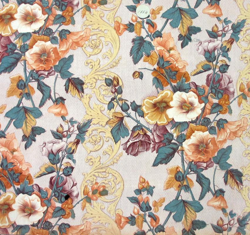T1253 Textile, printed, partial design repeat