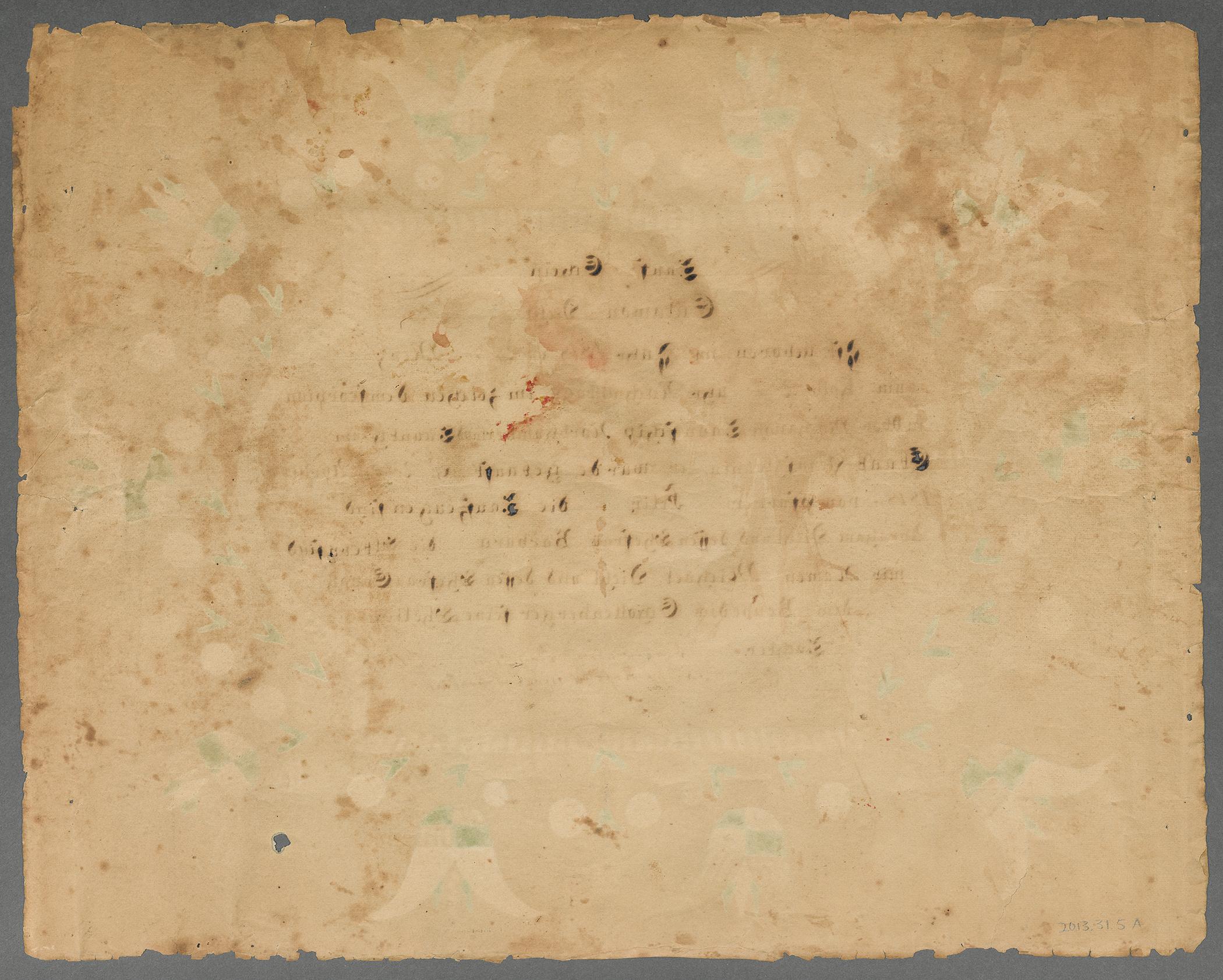 2013.0031.005 A Fraktur, view 2, reverse