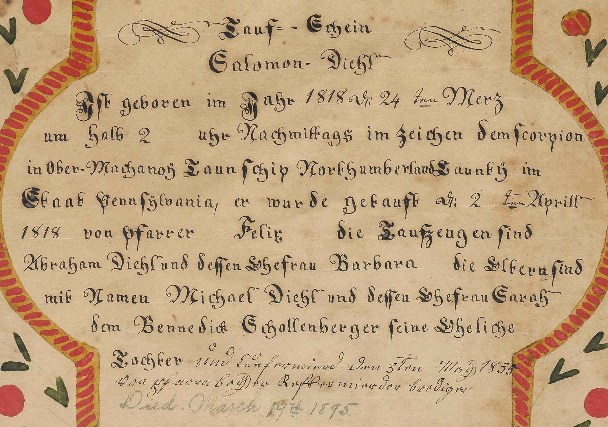 2013.0031.005 A Fraktur, detail 1