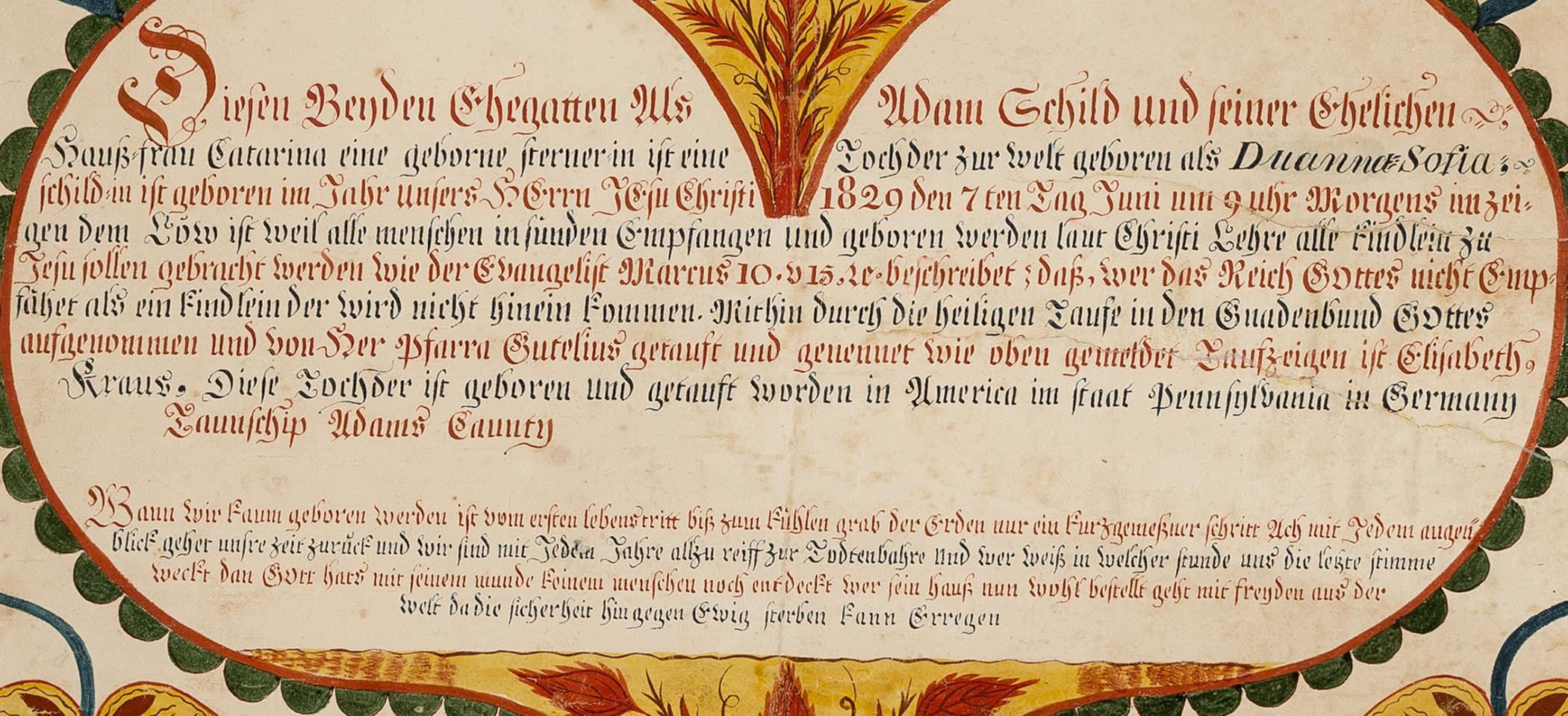 2013.0031.027 A Fraktur, detail 1