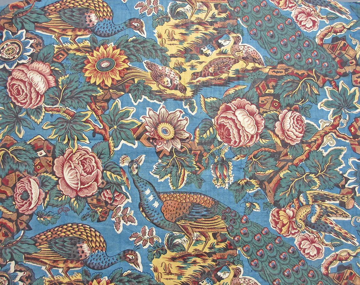 T84 textile, printed design repeat, blue ground