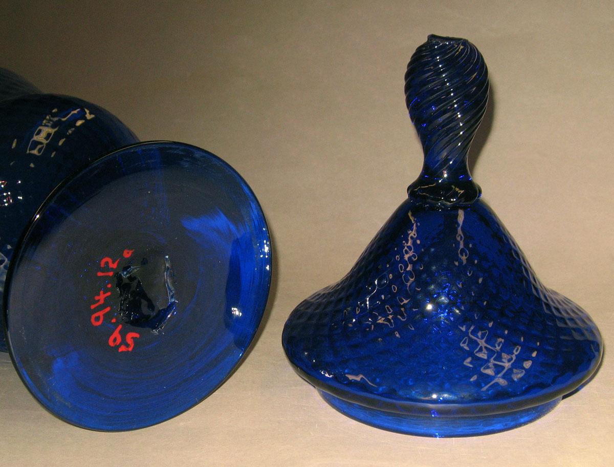 1959.0094.012 A, B Blue glass covered vase (detail)