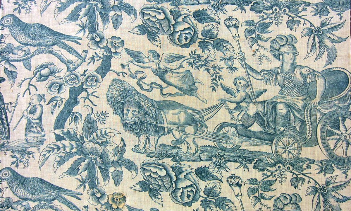 T1135 A textile, printed design repeat