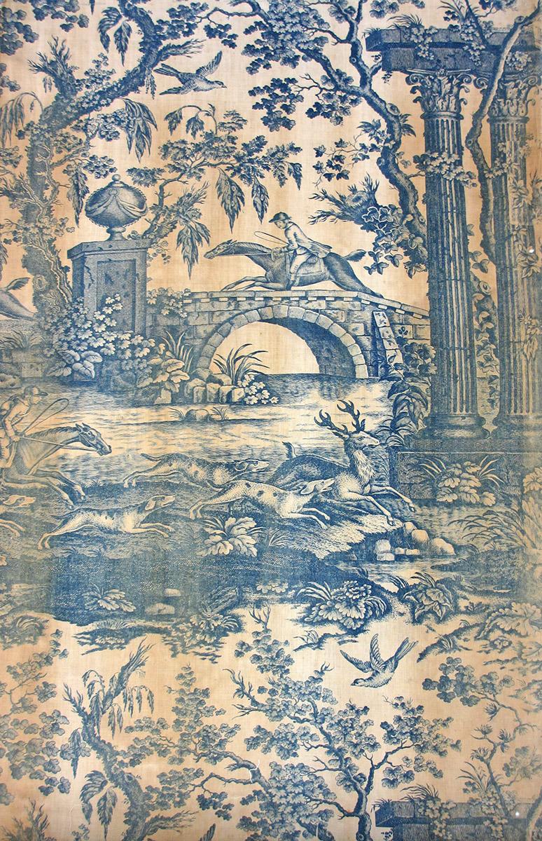 T2138 textile, printed design repeat blue