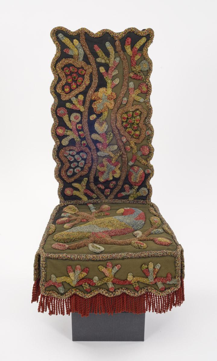 1970.1528 Chair cover, on form, view 2