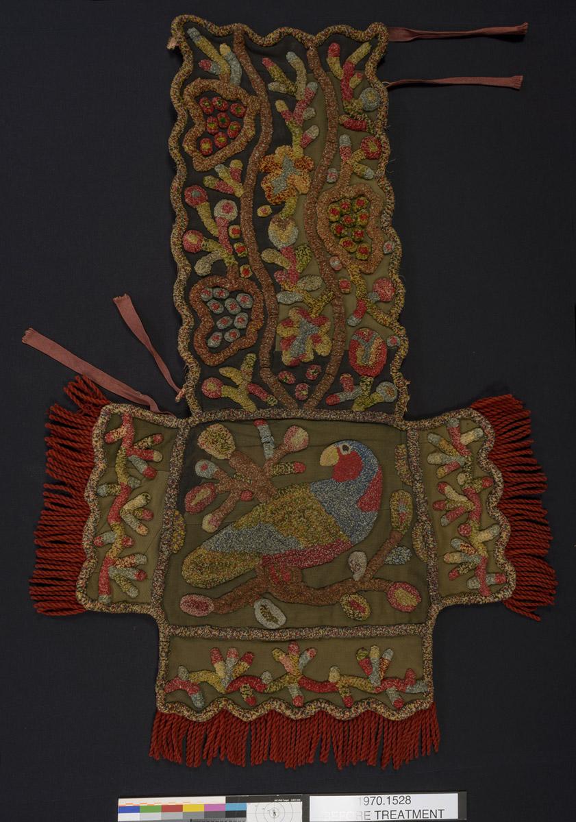 1970.1528 Chair cover, before conservation treatment