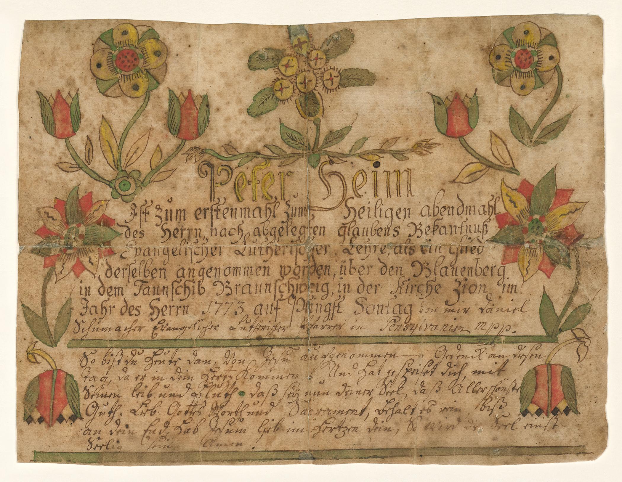 2013.0031.058 Fraktur, view 1
