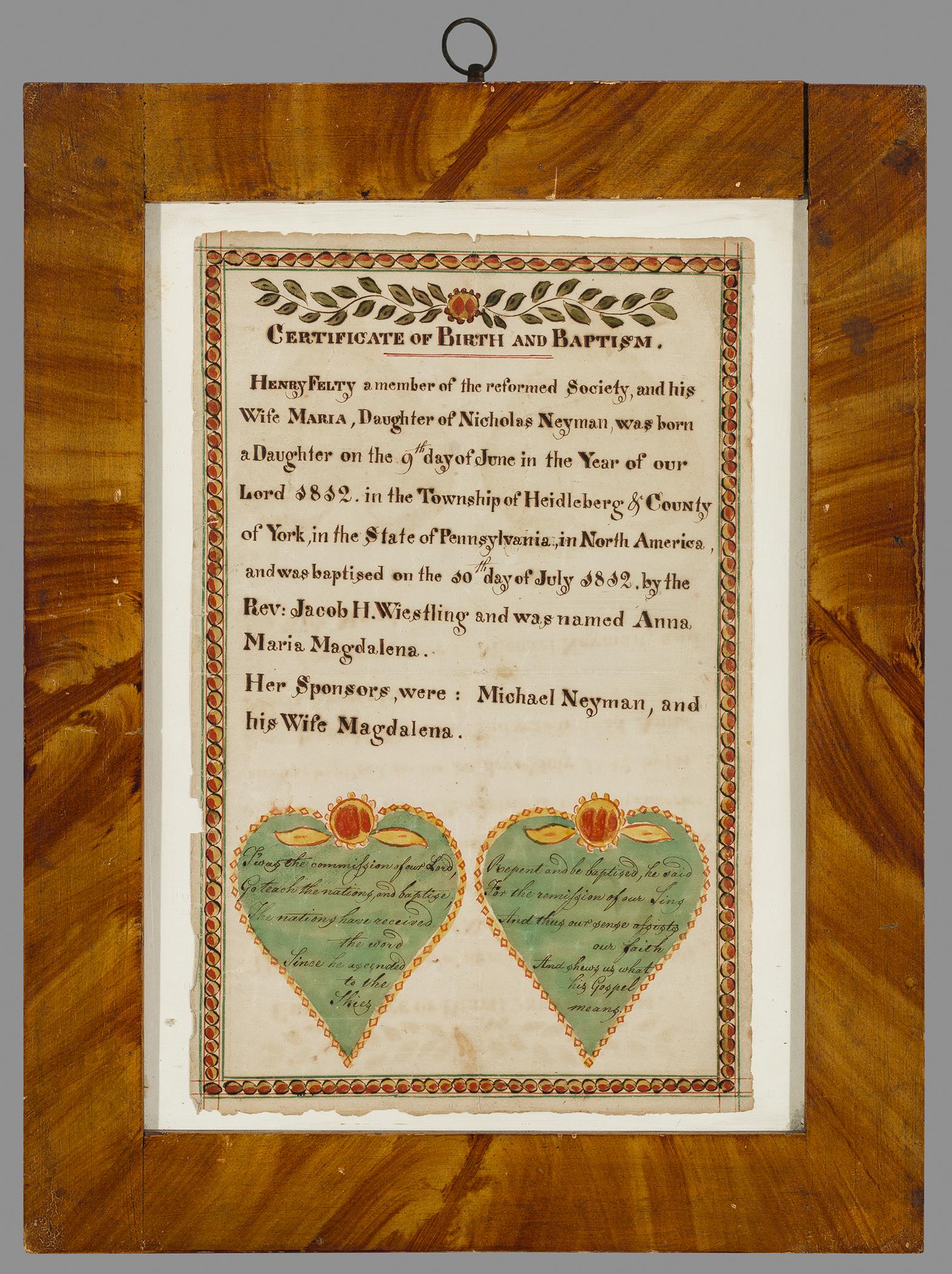 2013.0031.064 A Fraktur, B Frame, view 1