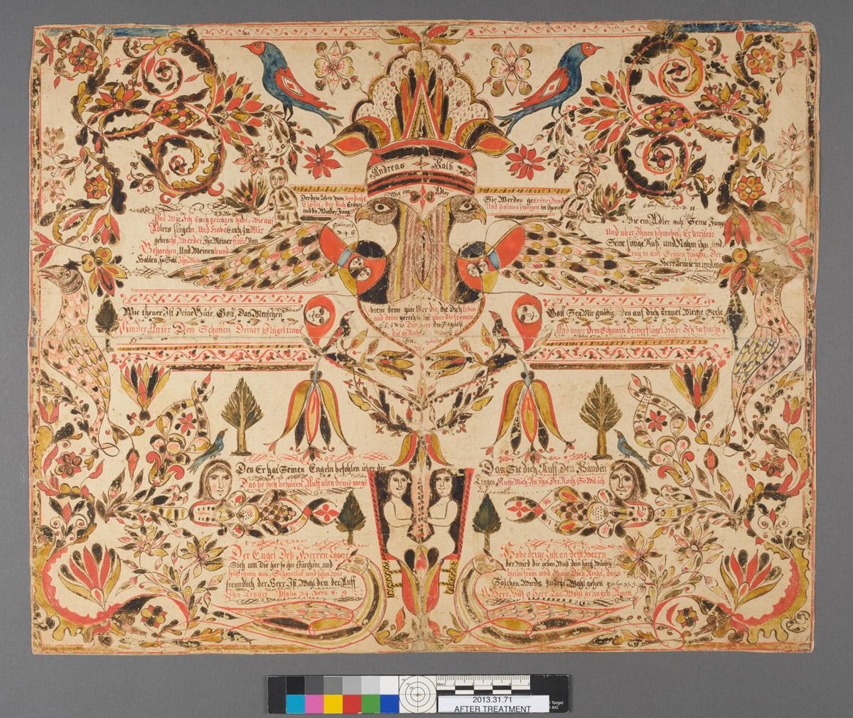 2013.0031.071 Fraktur, after conservation treatment