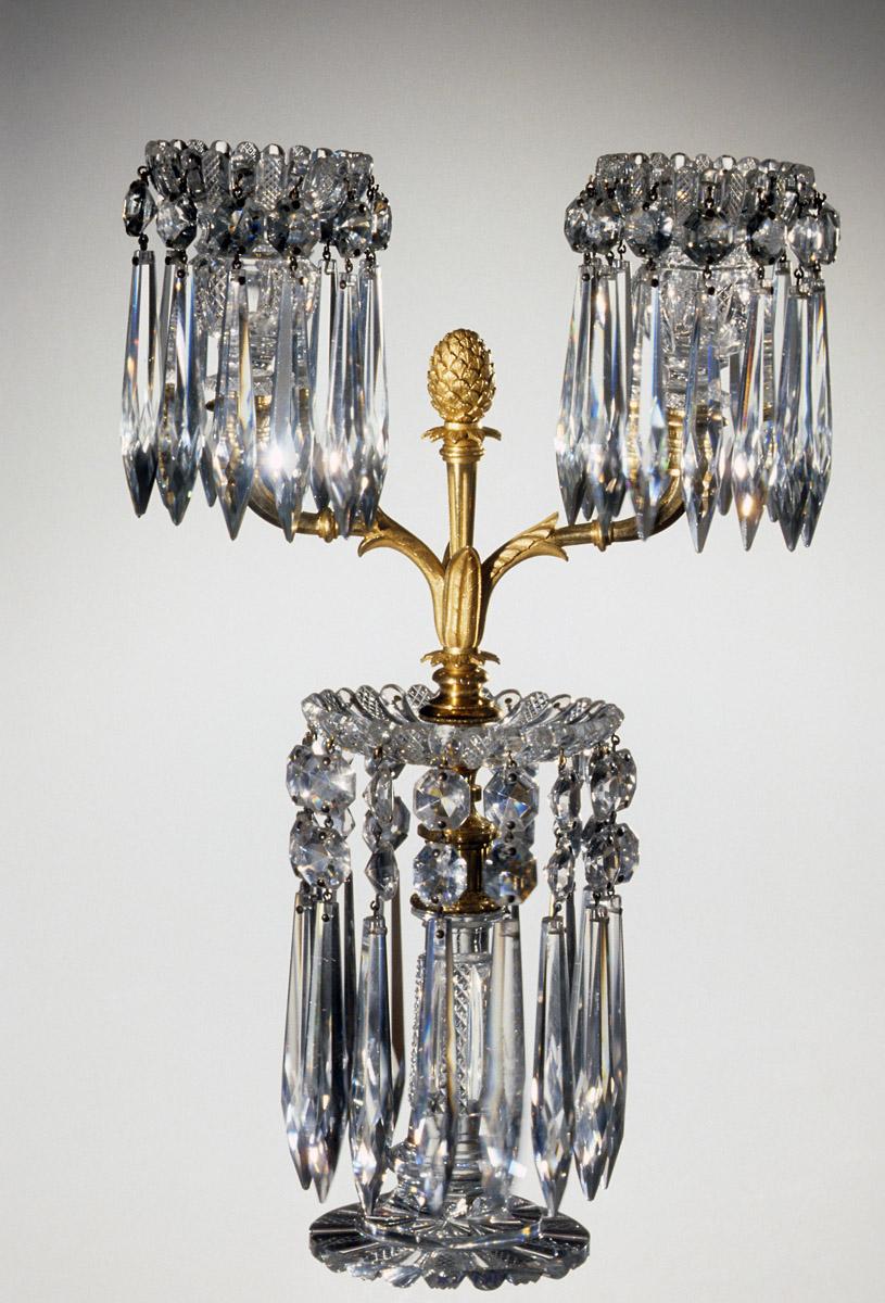 1959.0507.001, .002 Glass and ormolu candelabrum