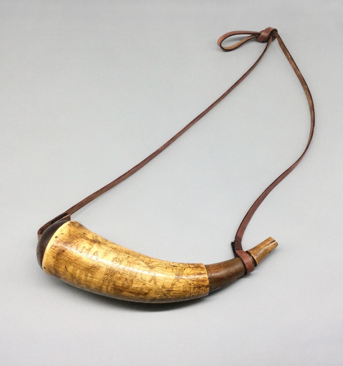 1965.2744 A Powder horn, B Strap, view 1 NEH