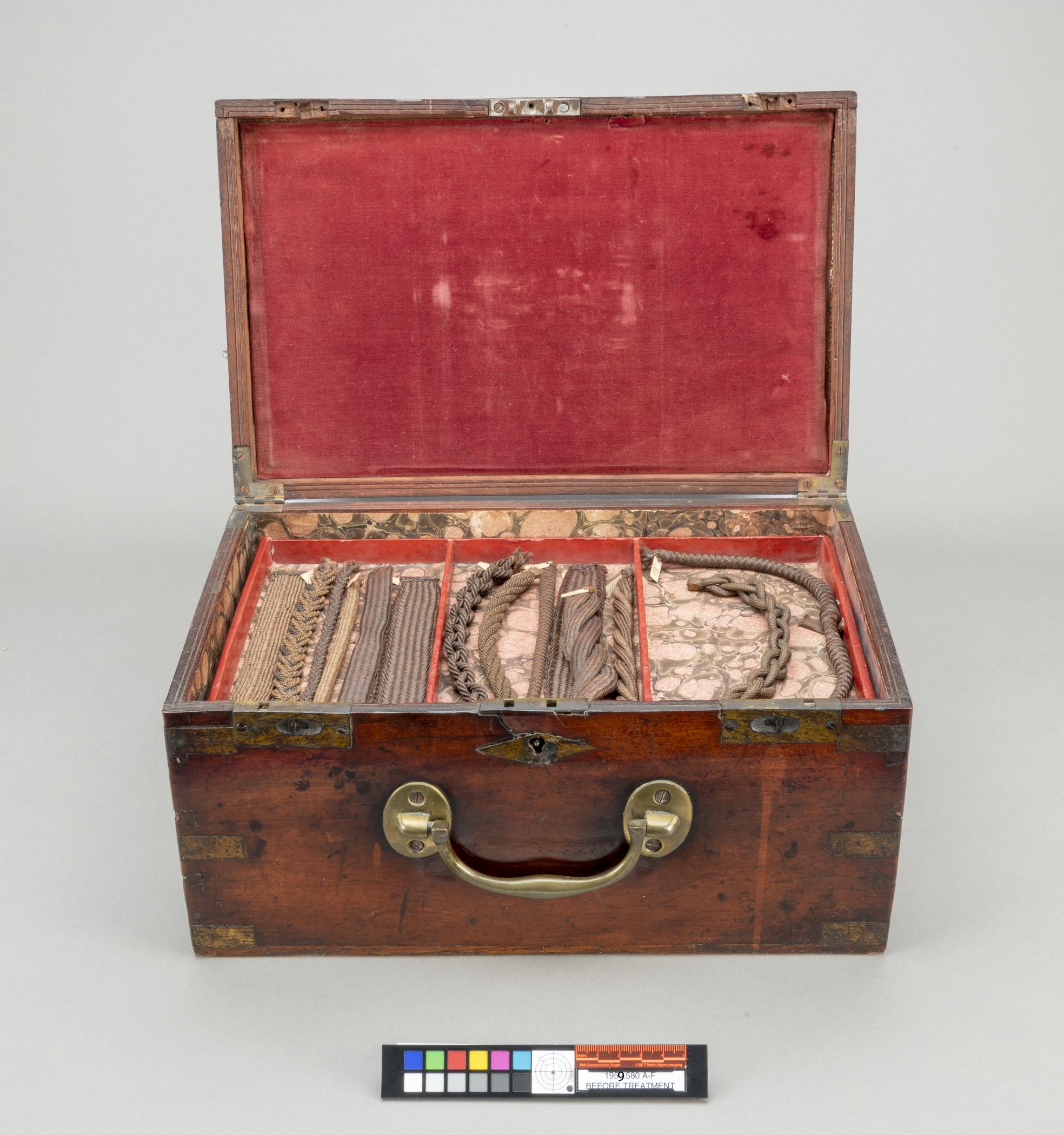 1959.0580 A Box, B-F Tray (5), view 8, before conservation treatment