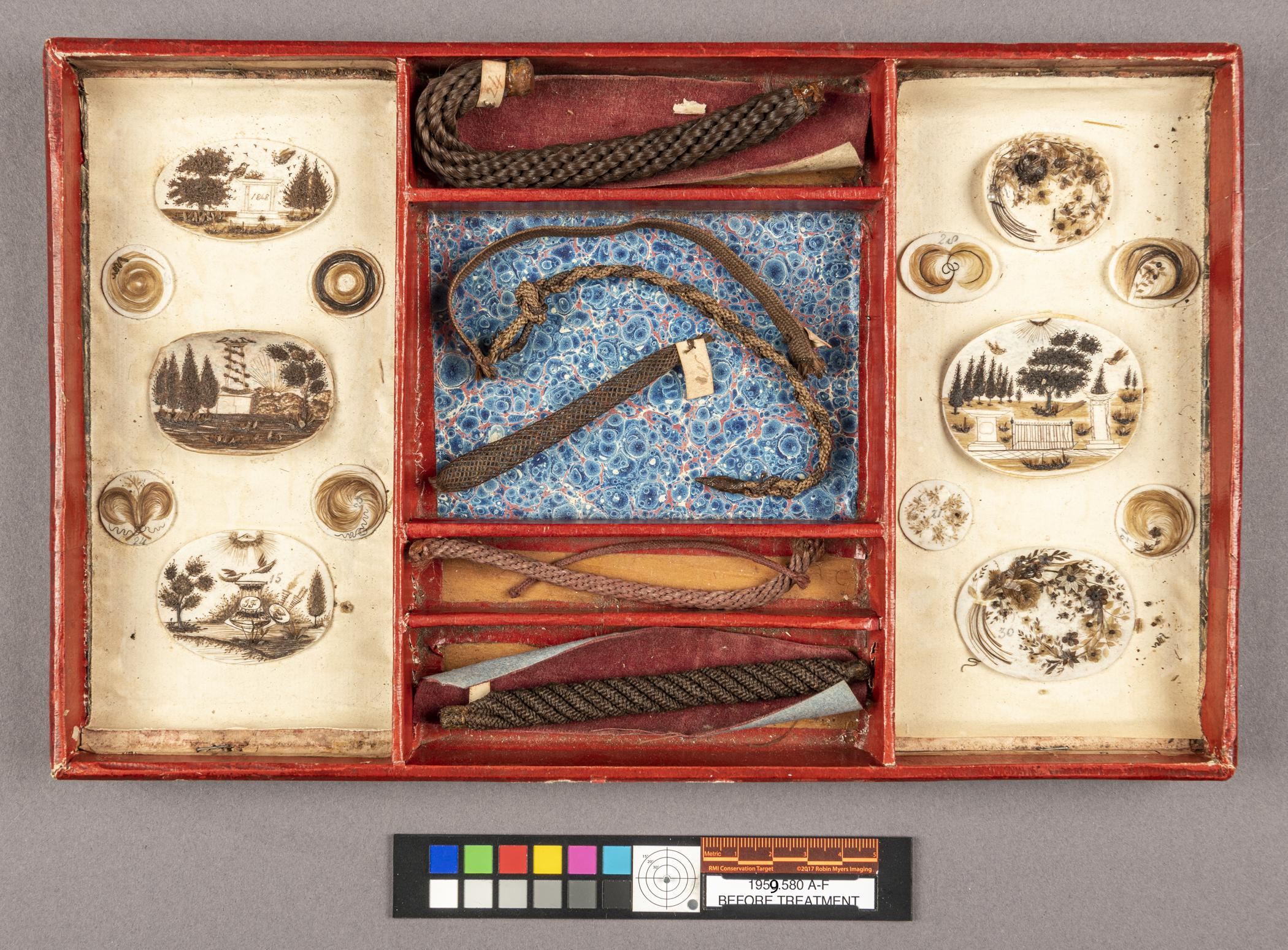 1959.0580 F Tray, view 1, before conservation treatment