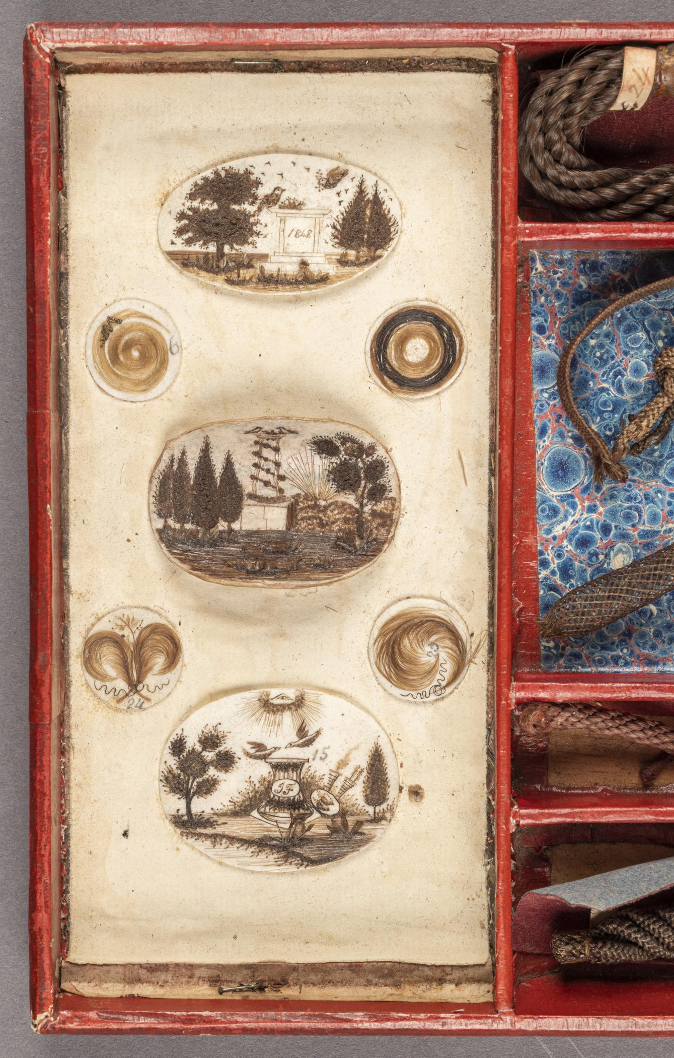 1959.0580 F Tray, detail 1, before conservation treatment