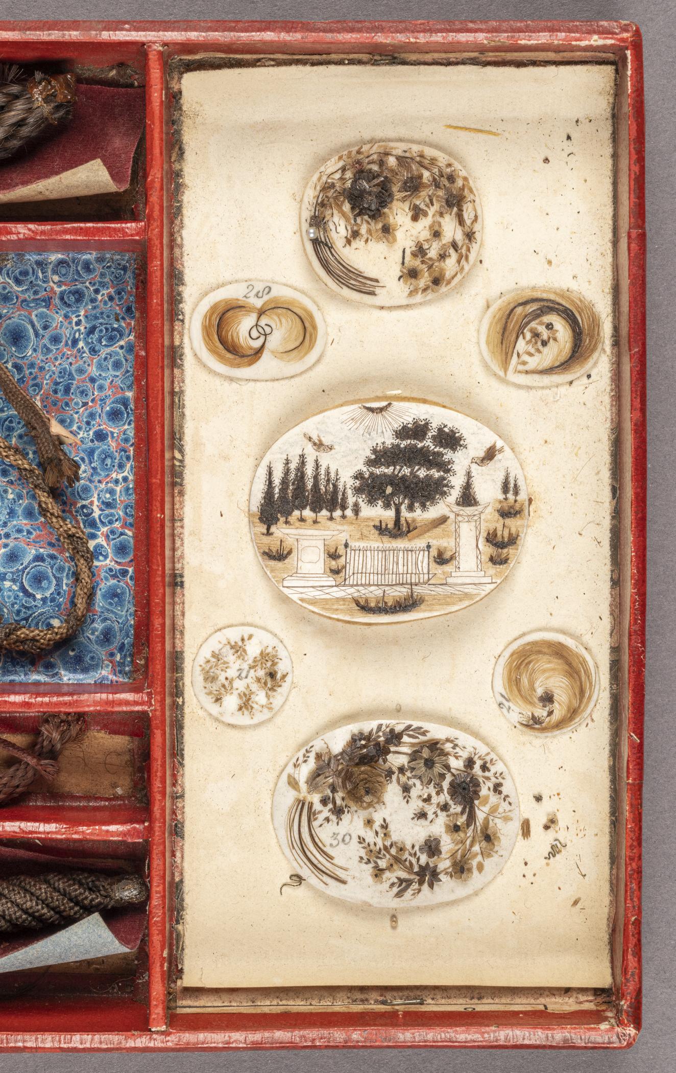 1959.0580 F Tray, detail 3, before conservation treatment