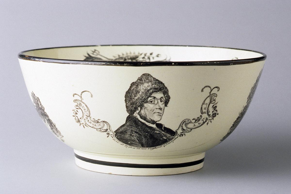1959.0583 Bowl, Punch Bowl, Franklin Detail
