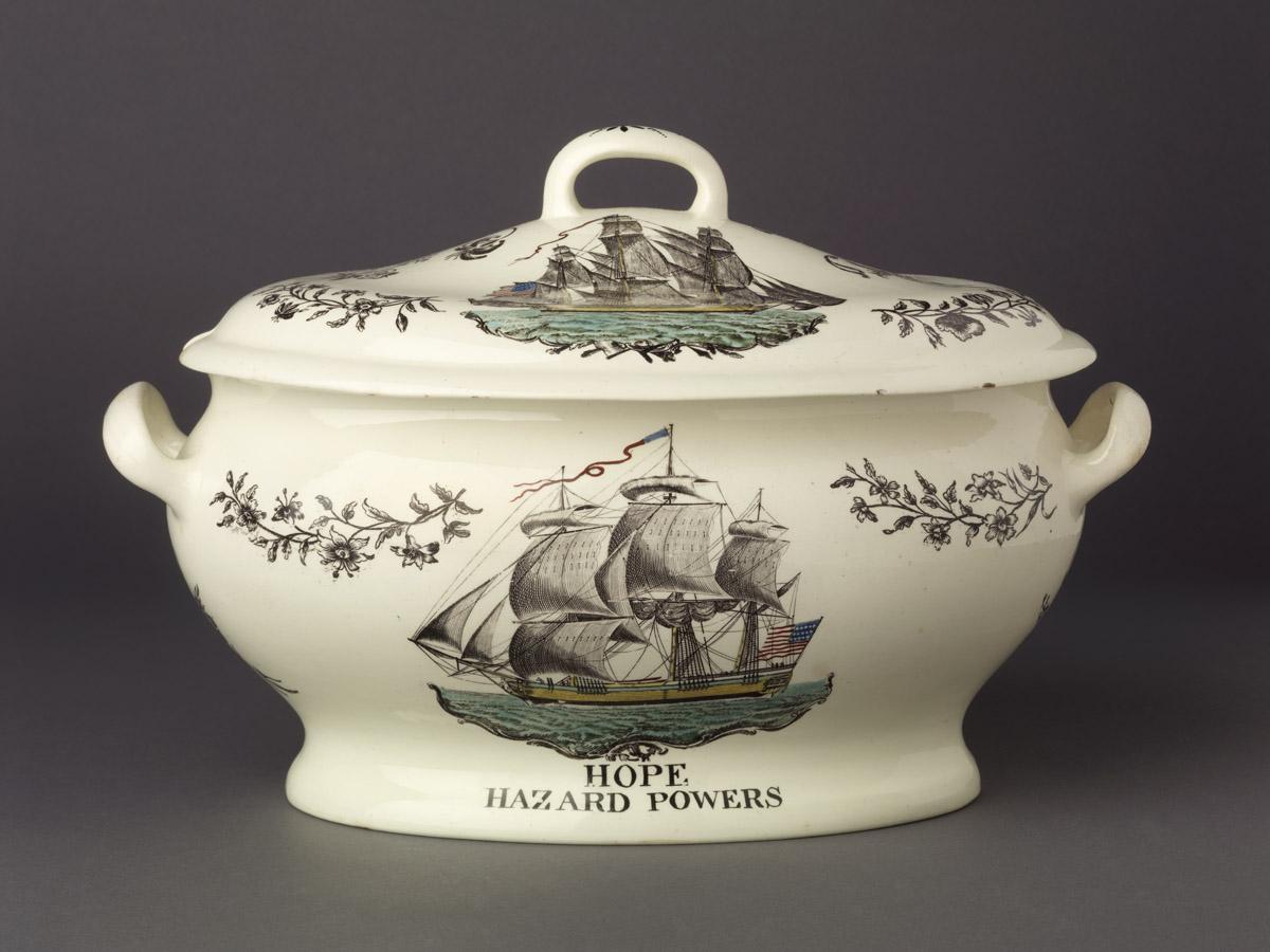 1959.0593 A, B Hannah Powers creamware tureen