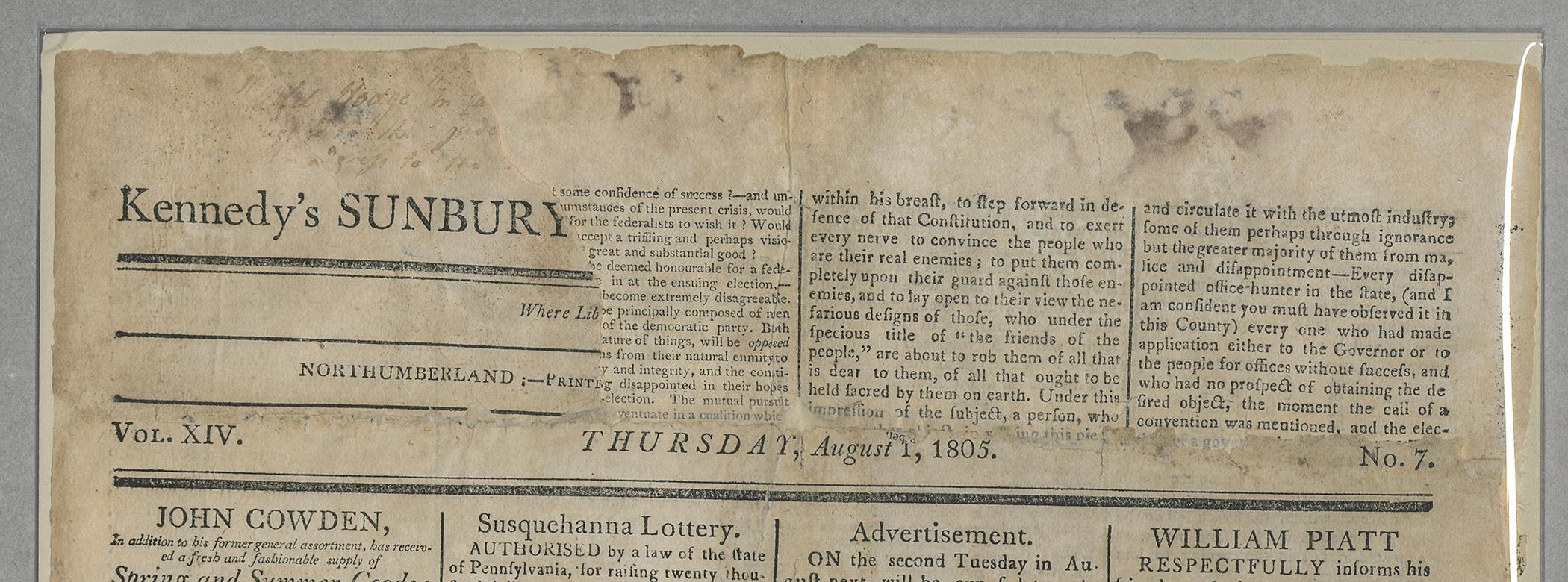 1959.0628 Newspaper, detail 1